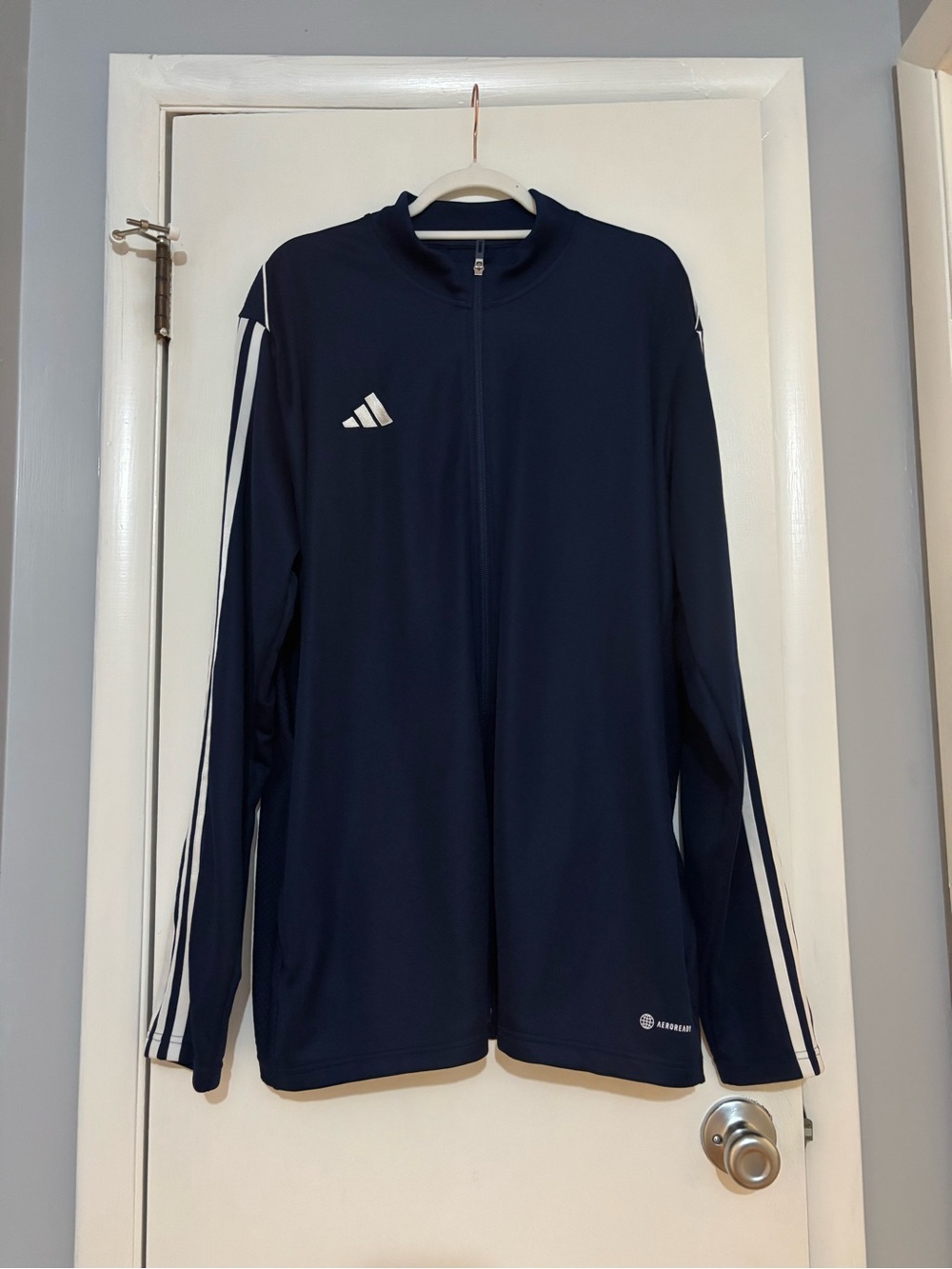 adidas Navy Full-Zip Training Jacket with White Stripes